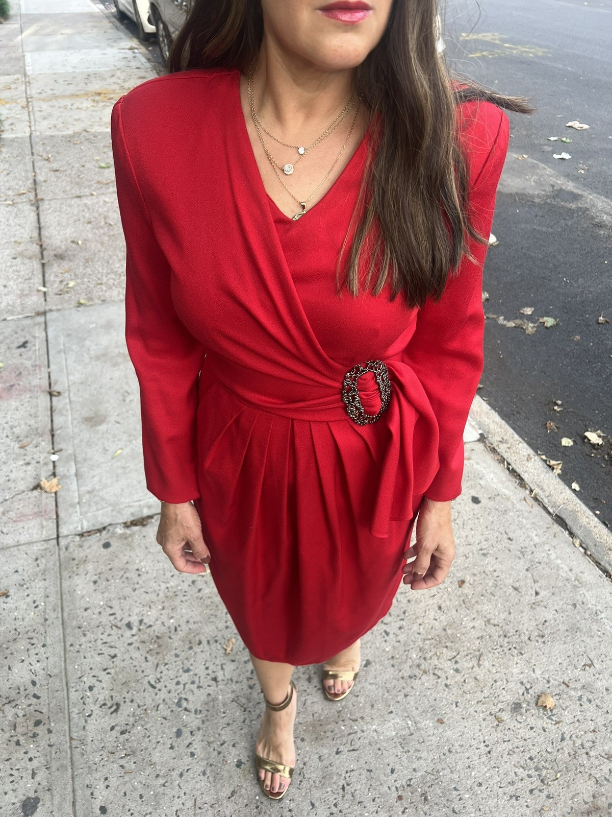 Vibrant Red Vintage Melissa Dress Surplice Wrap Bodice Size 4