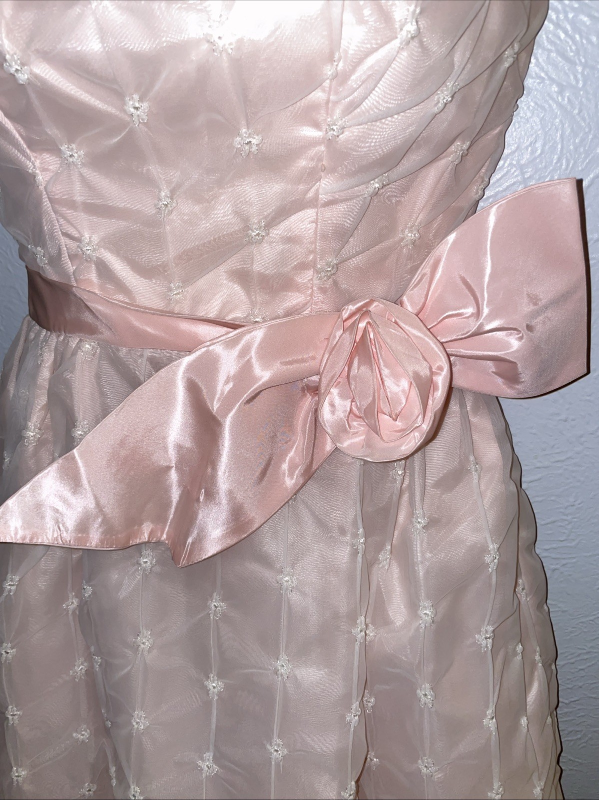 Vintage Womans 50’s Dress Jackie O Pink Party Prom dress Tulle Slip CHIFFON OVER