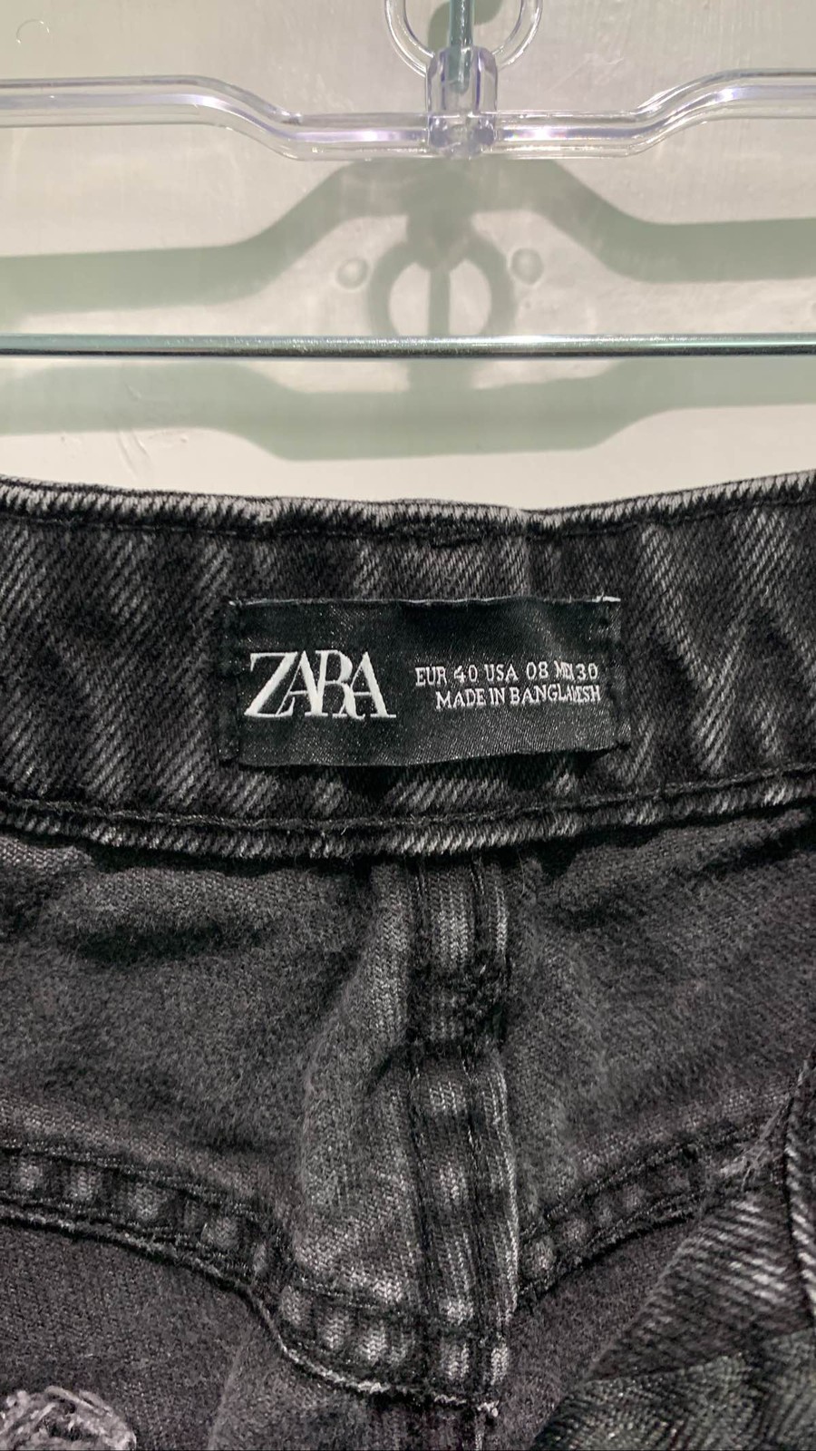 Zara Womens Black Denim Jeans US 8 EU 40 Straight High Rise