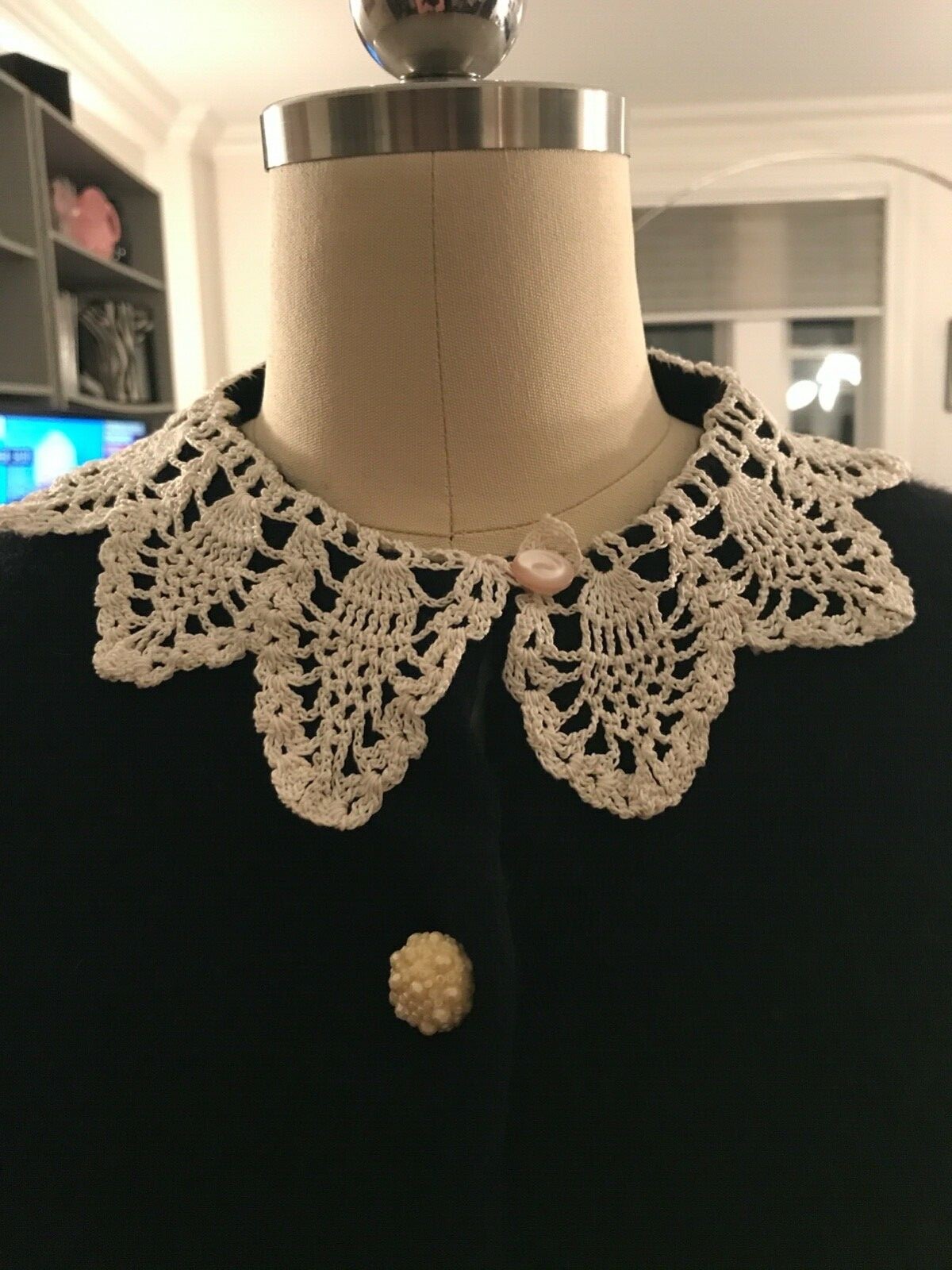 Upcycled Vintage Black Cashmere Ruth Bader Ginsburg RBG Tribute Sweater/Cardigan