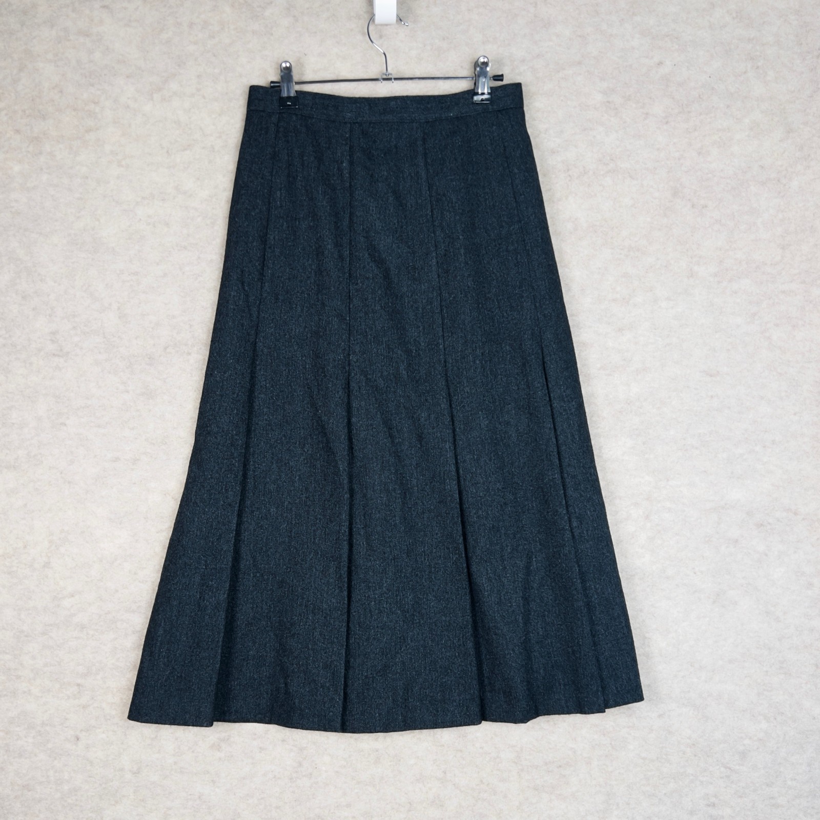 Vintage 80s Weathervane Grey Midi Wool Pleated Skirt Tag Sz 10 Office Siren