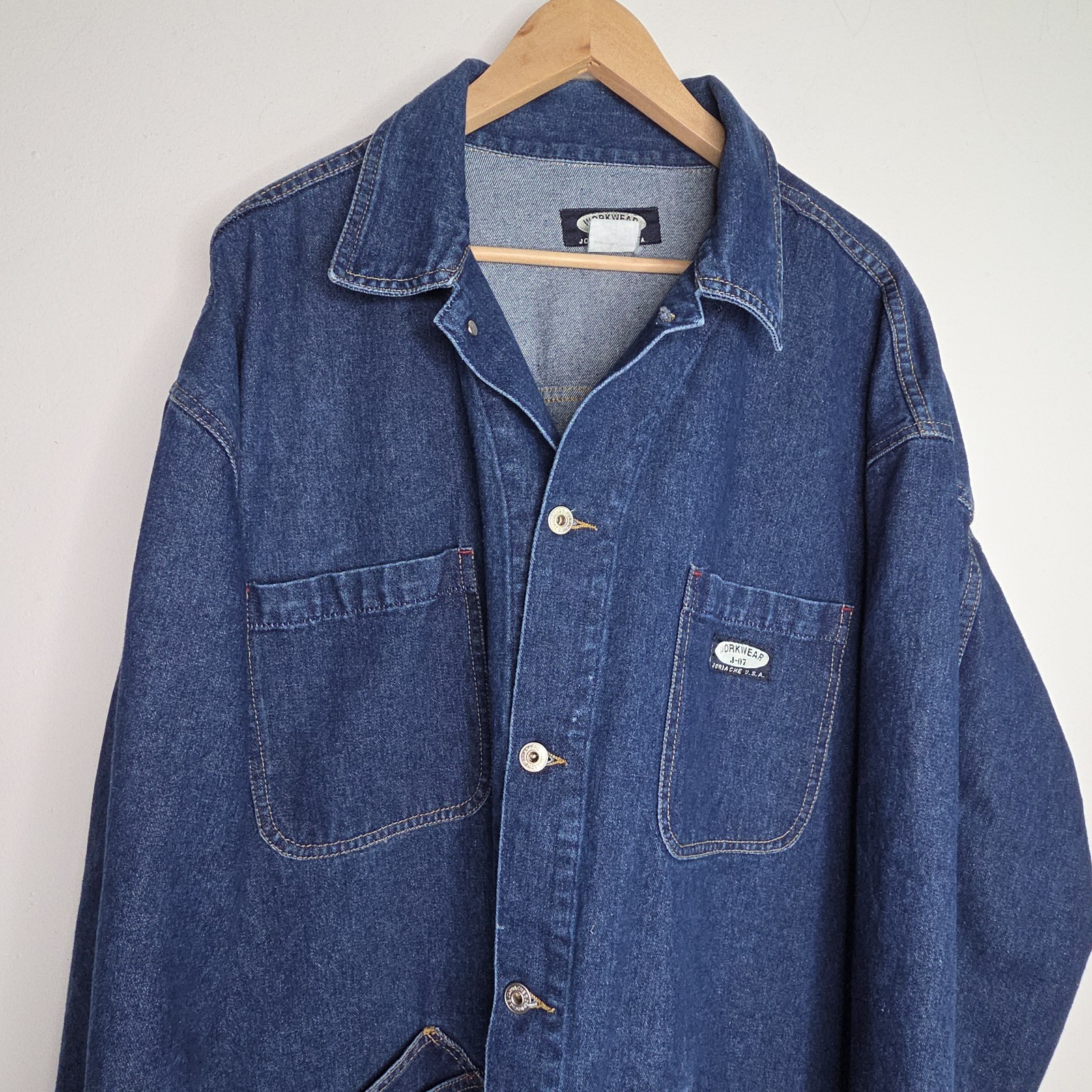 VTG Jordache Womens Denim Jacket Blazer Oversized Stonewash Jean Blue J-07 3X