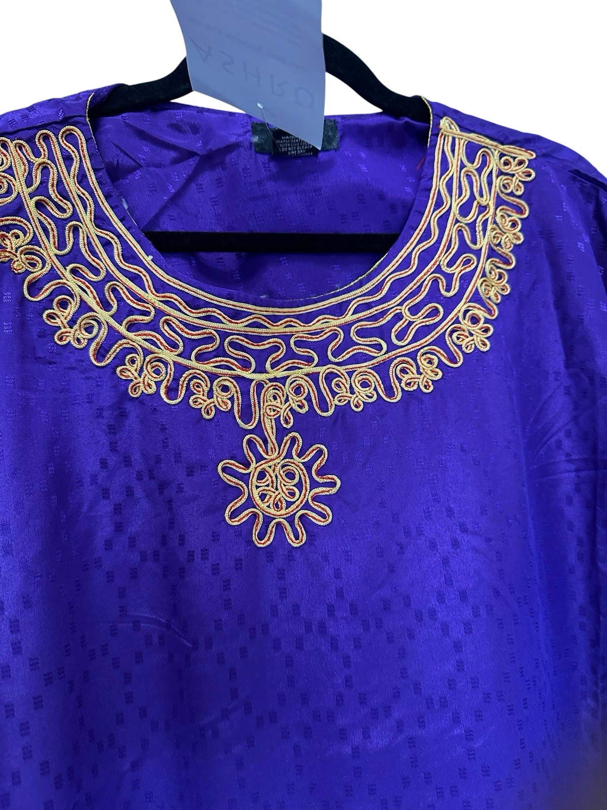 80s PURPLE PLUS SIZE VINTAGE DRESS JEWELED GOLD METALLIC