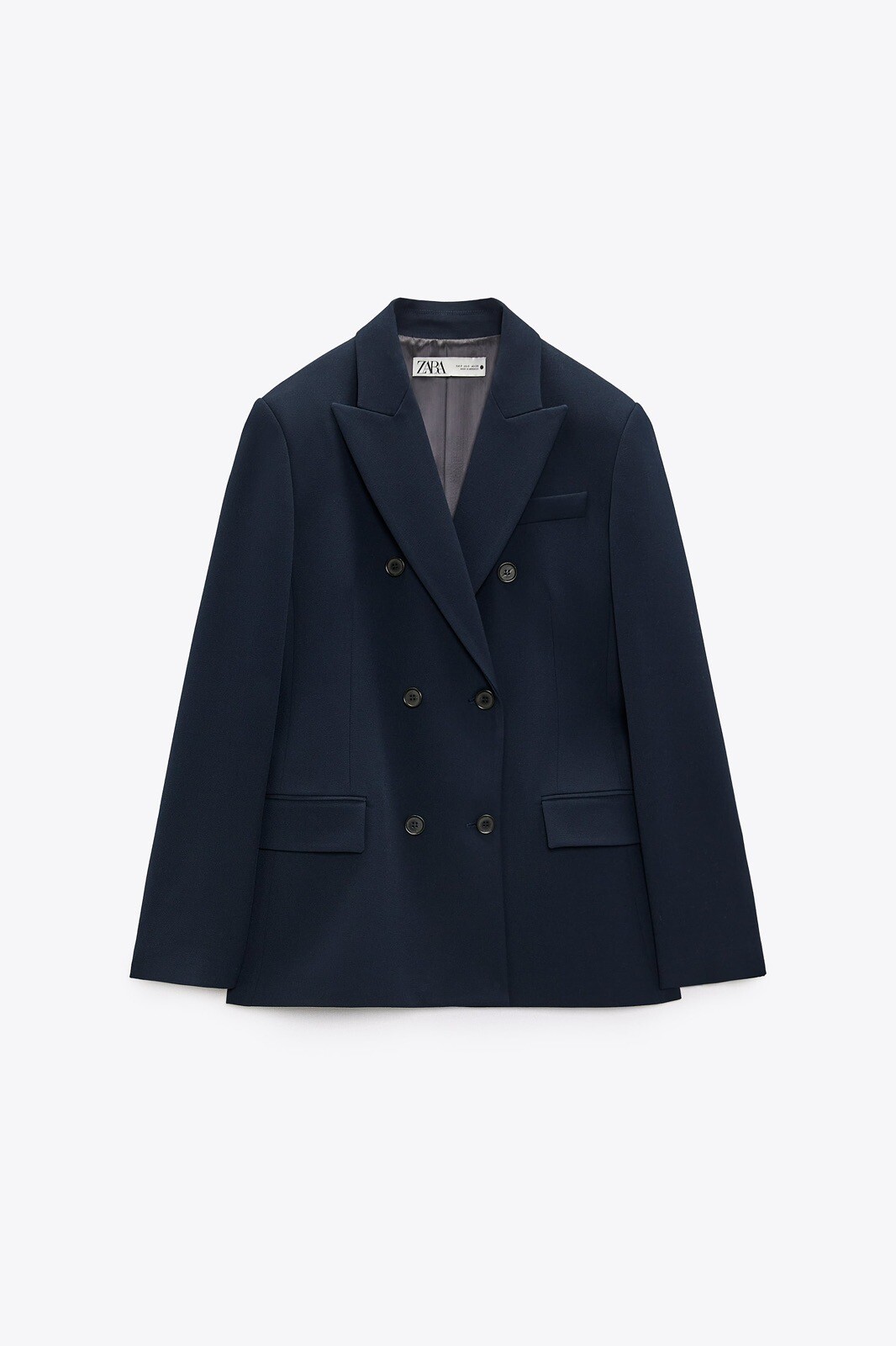 ZARA WOMAN TAILORED SET DOUBLE BREASTED BLAZER JACKET + PANTS NAVY BLUE