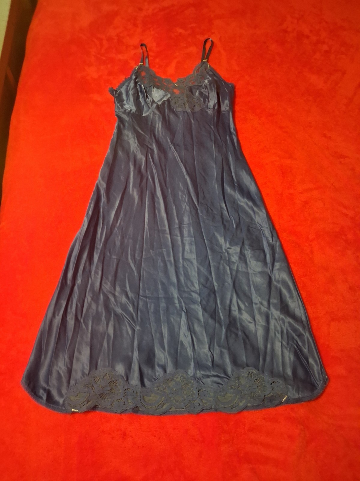 Small Navy Dark Blue Vintage Lace Slip Dress Rare Pretty Unique
