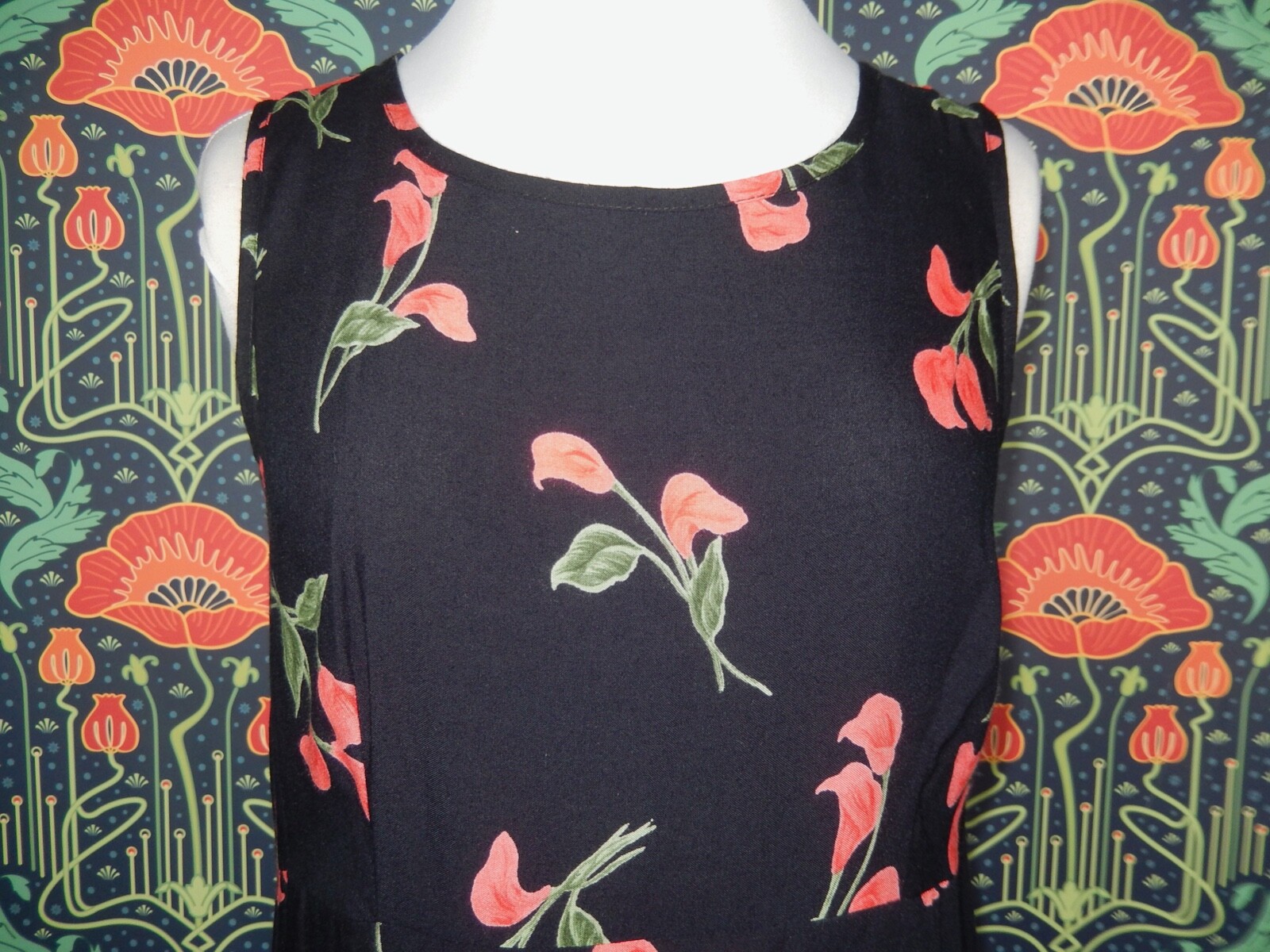 Vintage 90’s Y2K Molly Malloy Calla Lily Floral Grunge Sleeveless Midi Dress 6