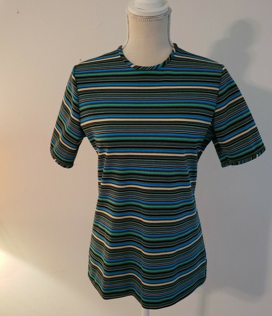 Vintage Womens Pykettes Striped Back Zipper Size 14 Multicolor
