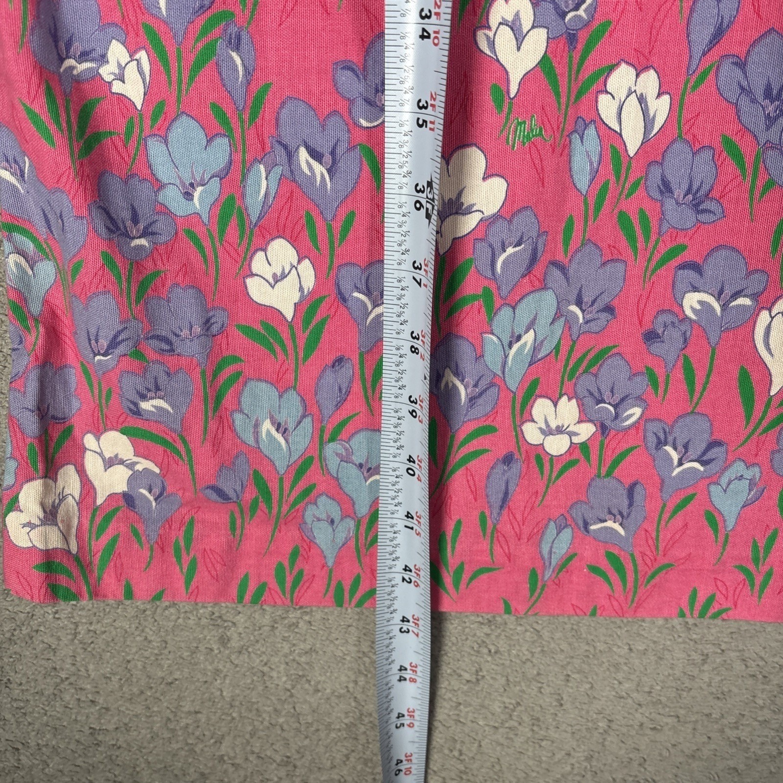 Malia Vintage Pink Floral Cotton Sleeveless Fit Flare Midi Dress Pintuck Bodice