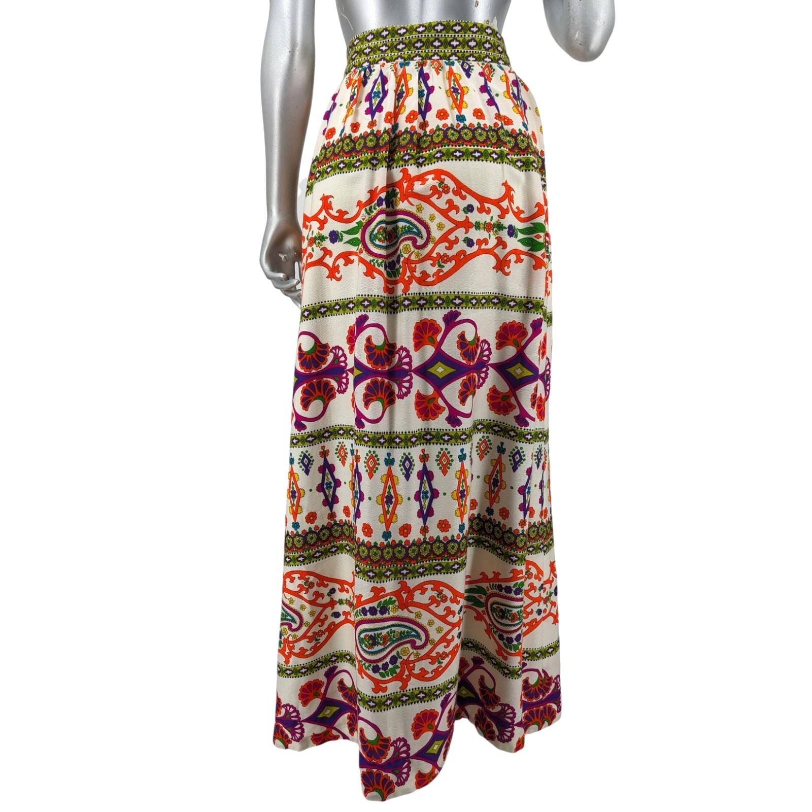Vintage 1970’s ALEX COLMAN Hawaiian MAXI SKIRT Neon Bright Psychedelic Groovy