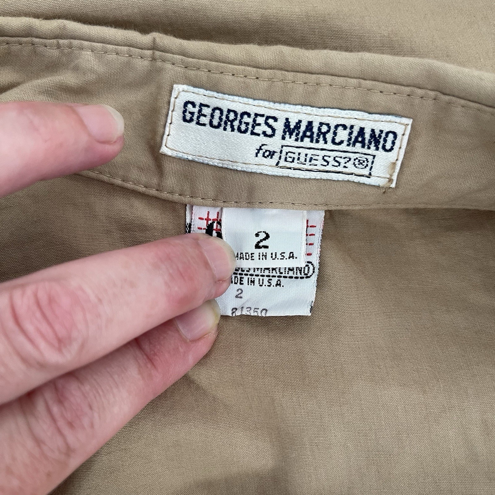 Vintage 80s Georges Marciano GUESS Shirt Button Collar Brown Cotton USA Made 3