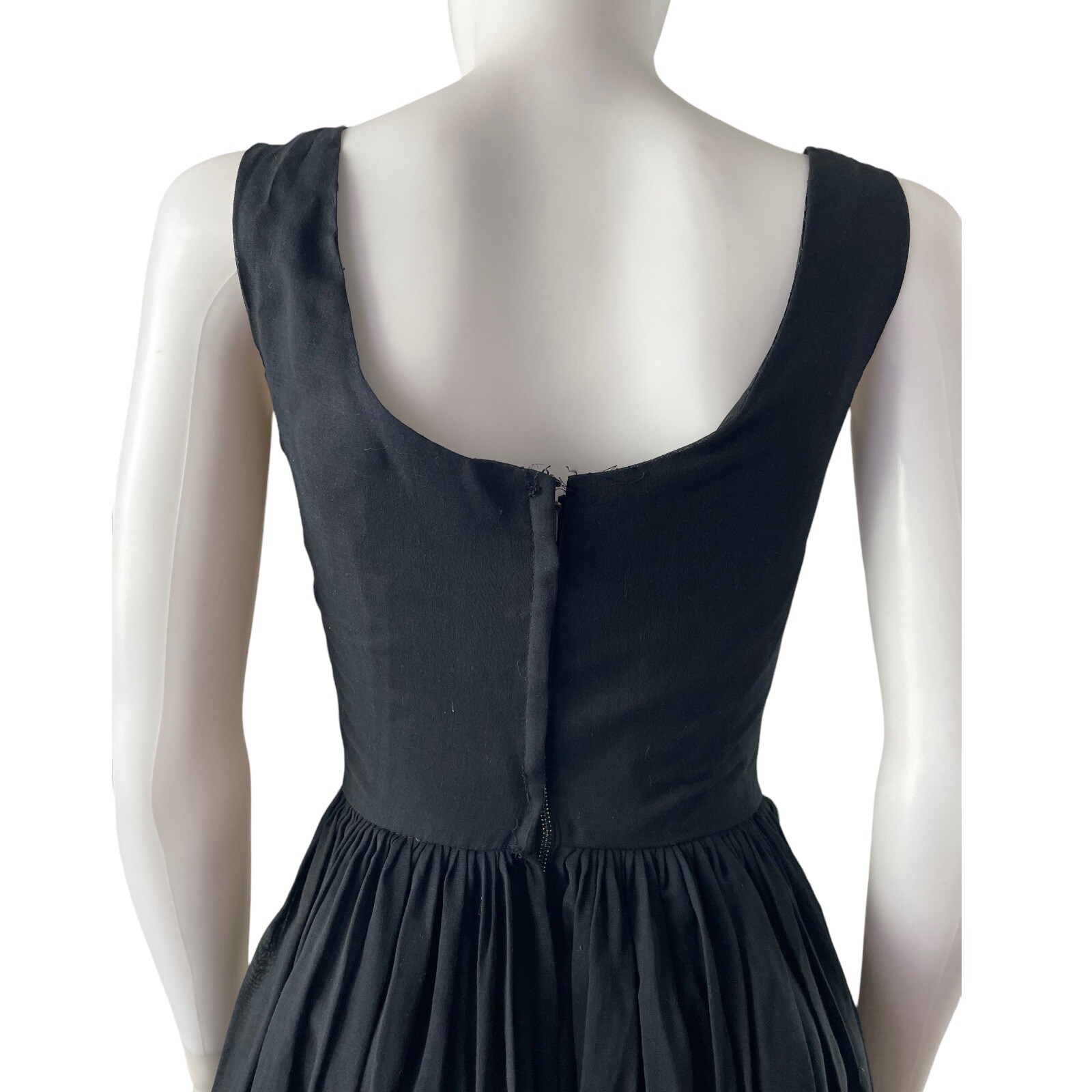 Vintage 50s Jay Herbert Little Black Dress Sz S/M, Rockabilly, Full Skirt