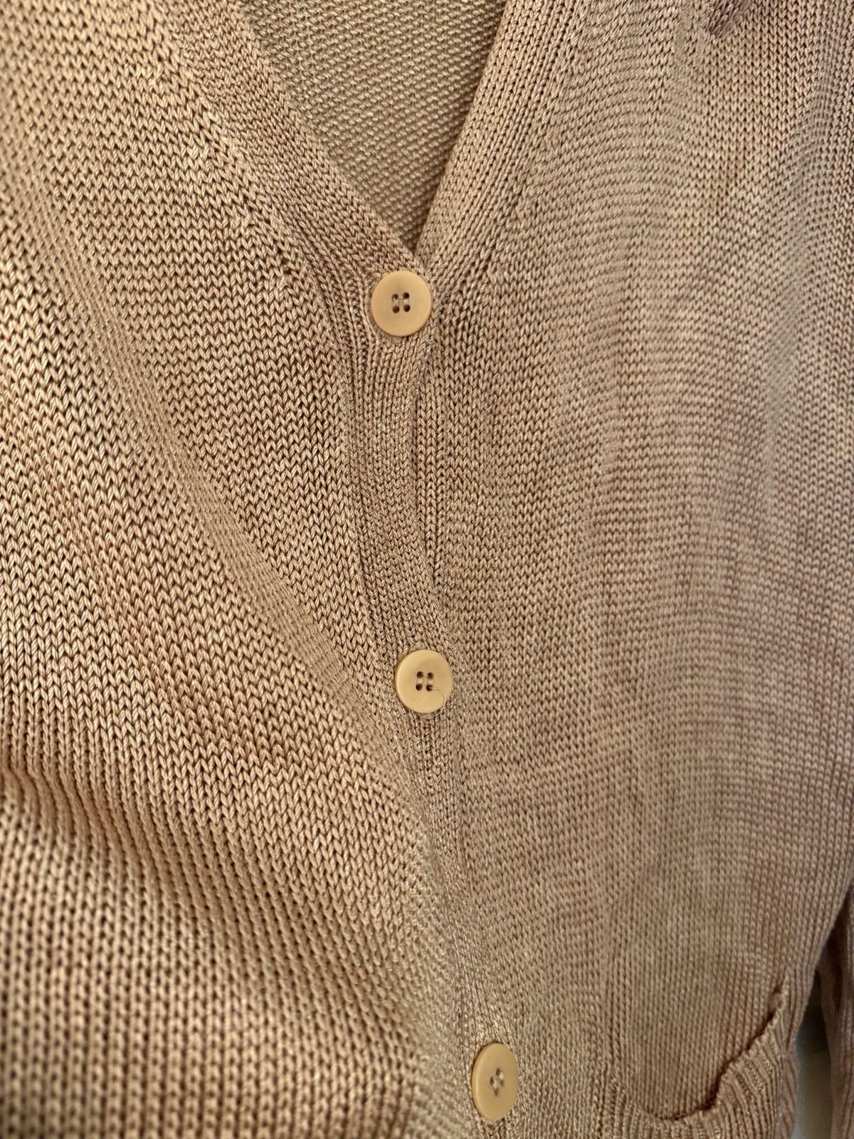 Vintage DKNY Made In USA Slinky Metallic Cardigan, Neutral Pink/Rose Gold, M