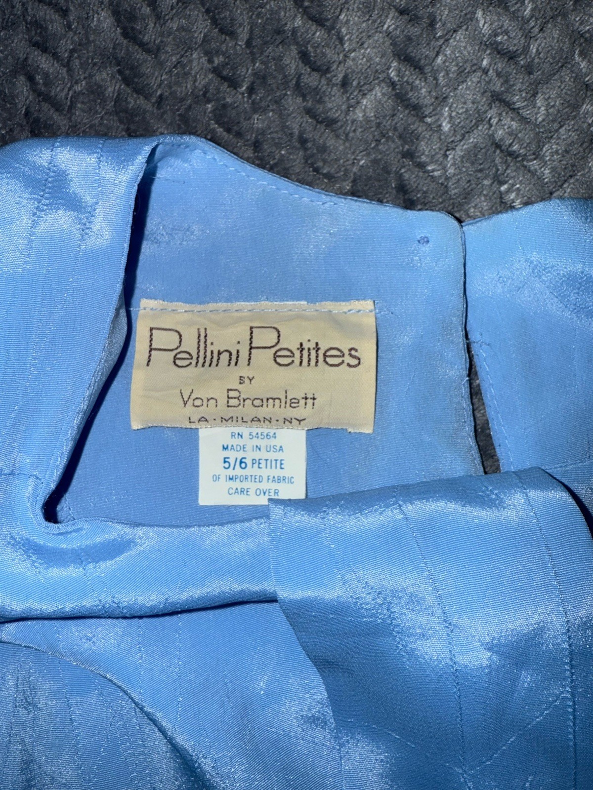 Vintage 80s Periwinkle Blue Midi Dress Pellini Petites by Von Bramlett Size 5/6P