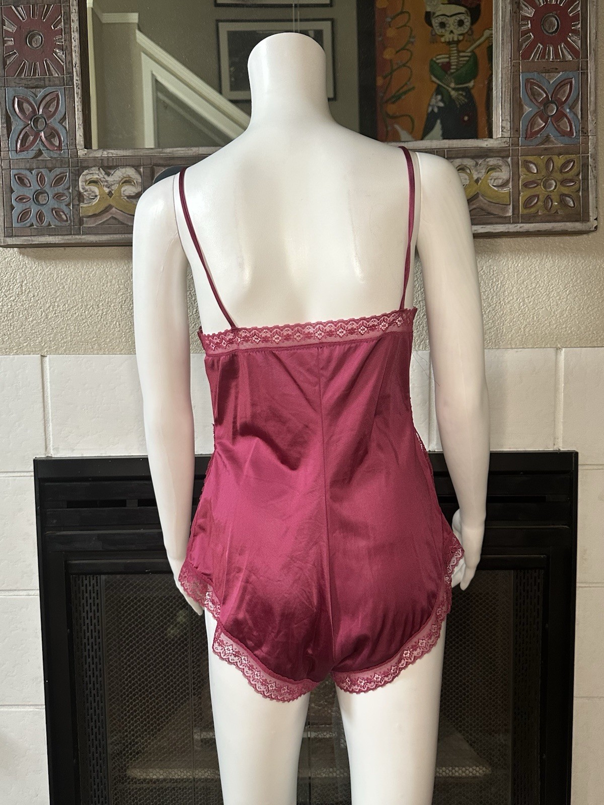 Formfit Vintage Red Satin And Lace Teddy Sz 34 (10-12)