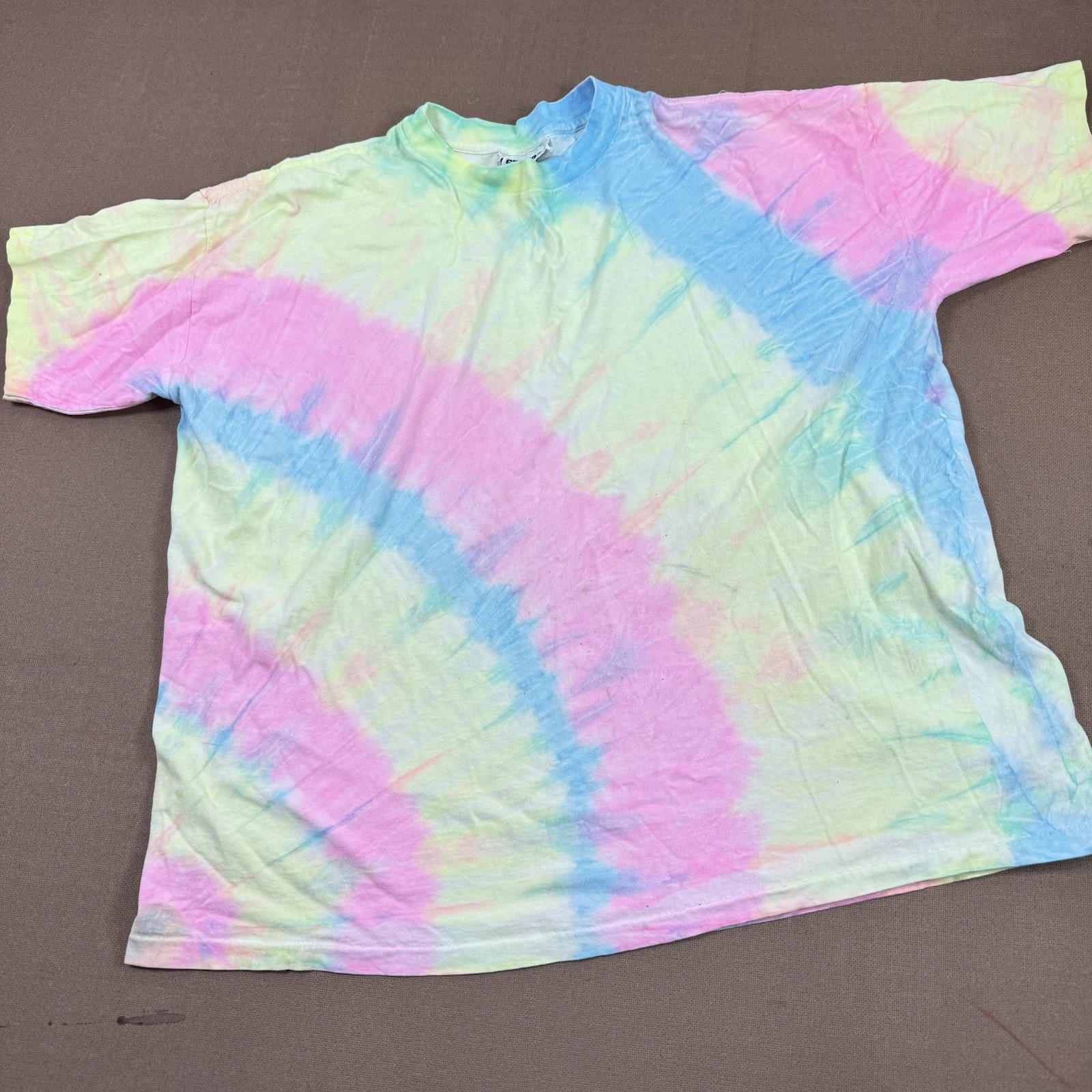 Vintage 80’s Pastel Tie Dye Single Stitch T Shirt Gitano OSFA Pink Yellow Blue