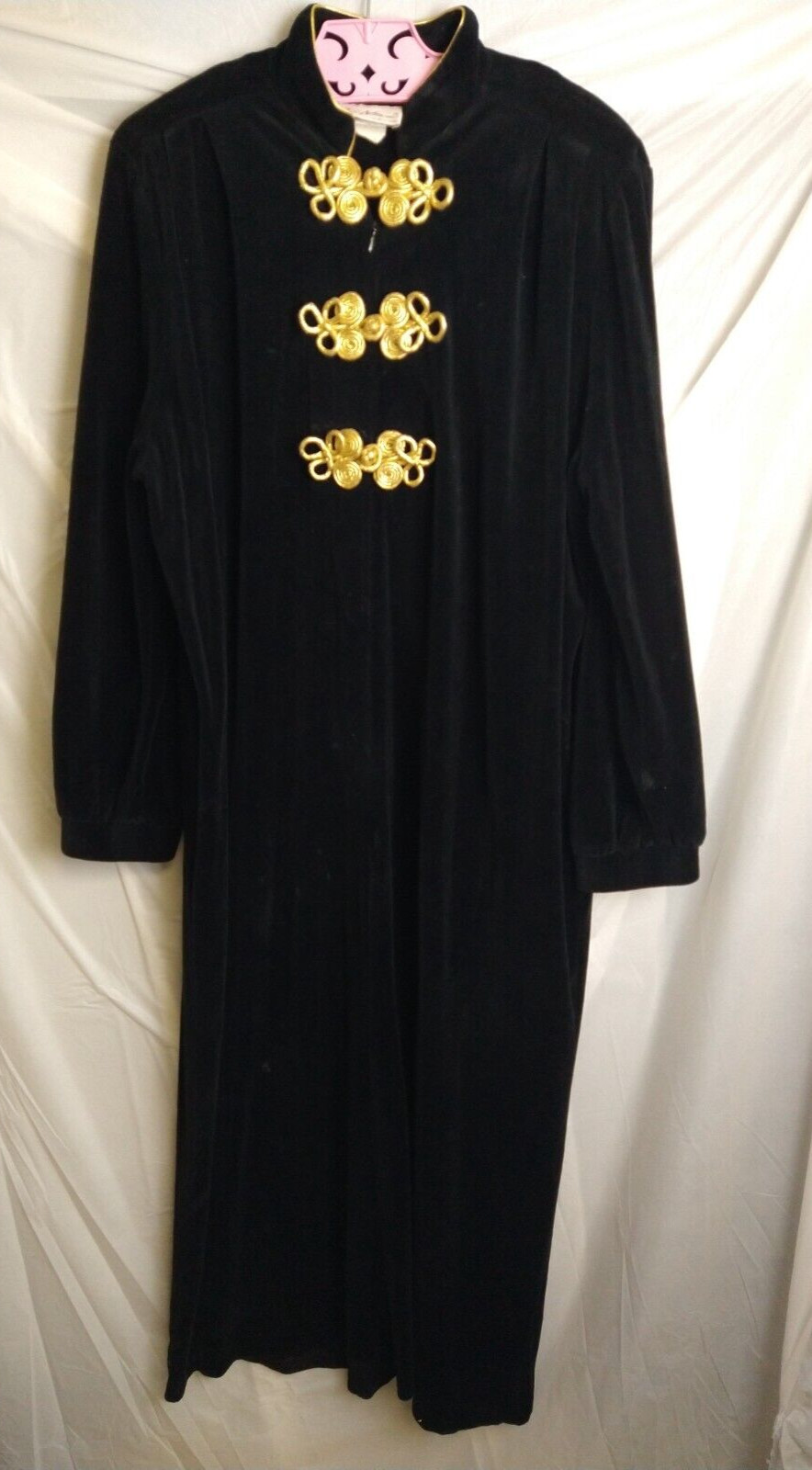 Ruth Norman NY Women’s L/ XL Nightgown velvet Robe gold Black Vintage USA