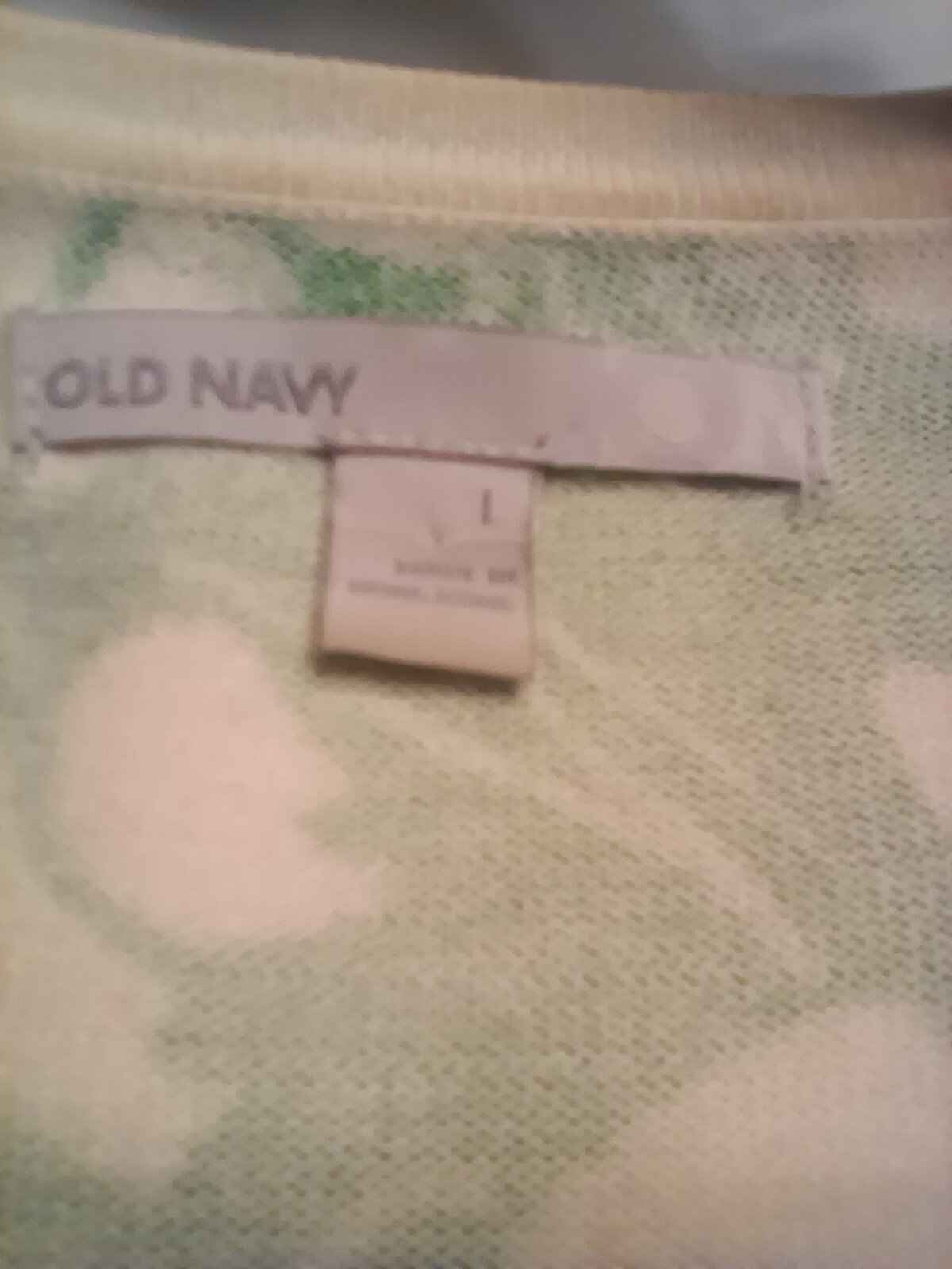 Vtg Old Navy green white floral sweater L button up made in Hong Kong cotton