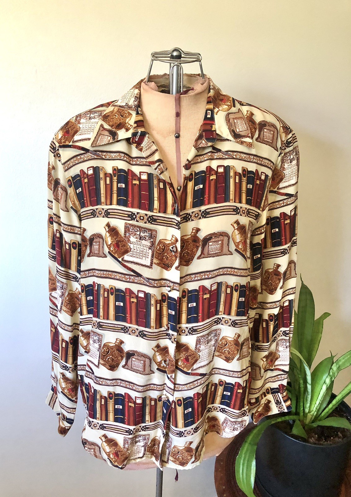 Vintage 90’s Allison Taylor Book Library Silk Shirt
