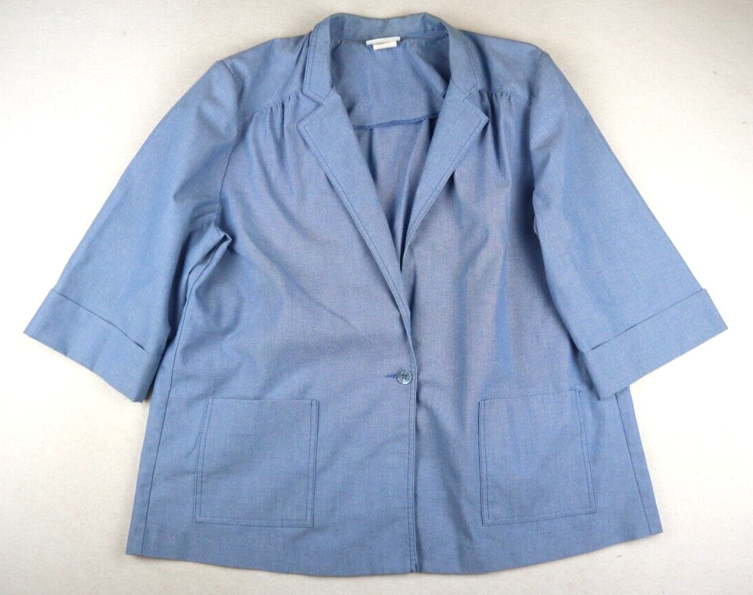 VINTAGE WOMEN’S BLUE 3/4 SLEEVE BUTTON-UP TOP – COS COB – SIZE 38