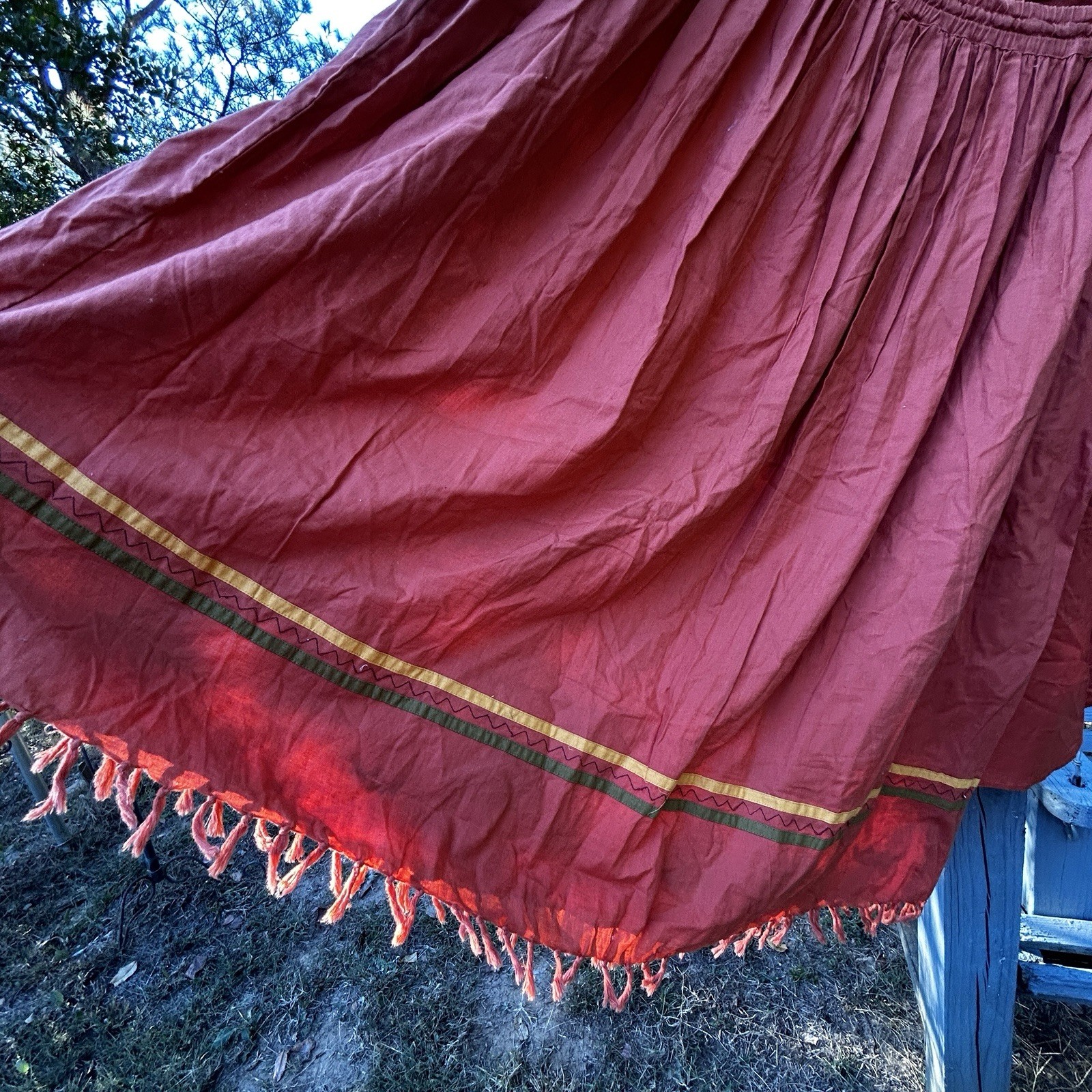Jukebox Skirt And Blouse Size M Southwestern Burnt Orange Embroidered Fringe