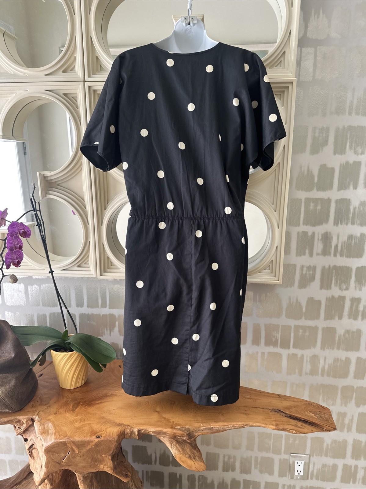 Arnys Paris Rare 60s Women’s Black & White Polkadot Cotton Poplin Day Dress 36