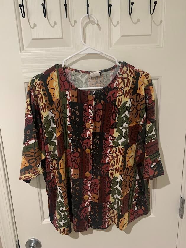 Vintage Touche LA 3/4 Sleeve Flower Print Blouse