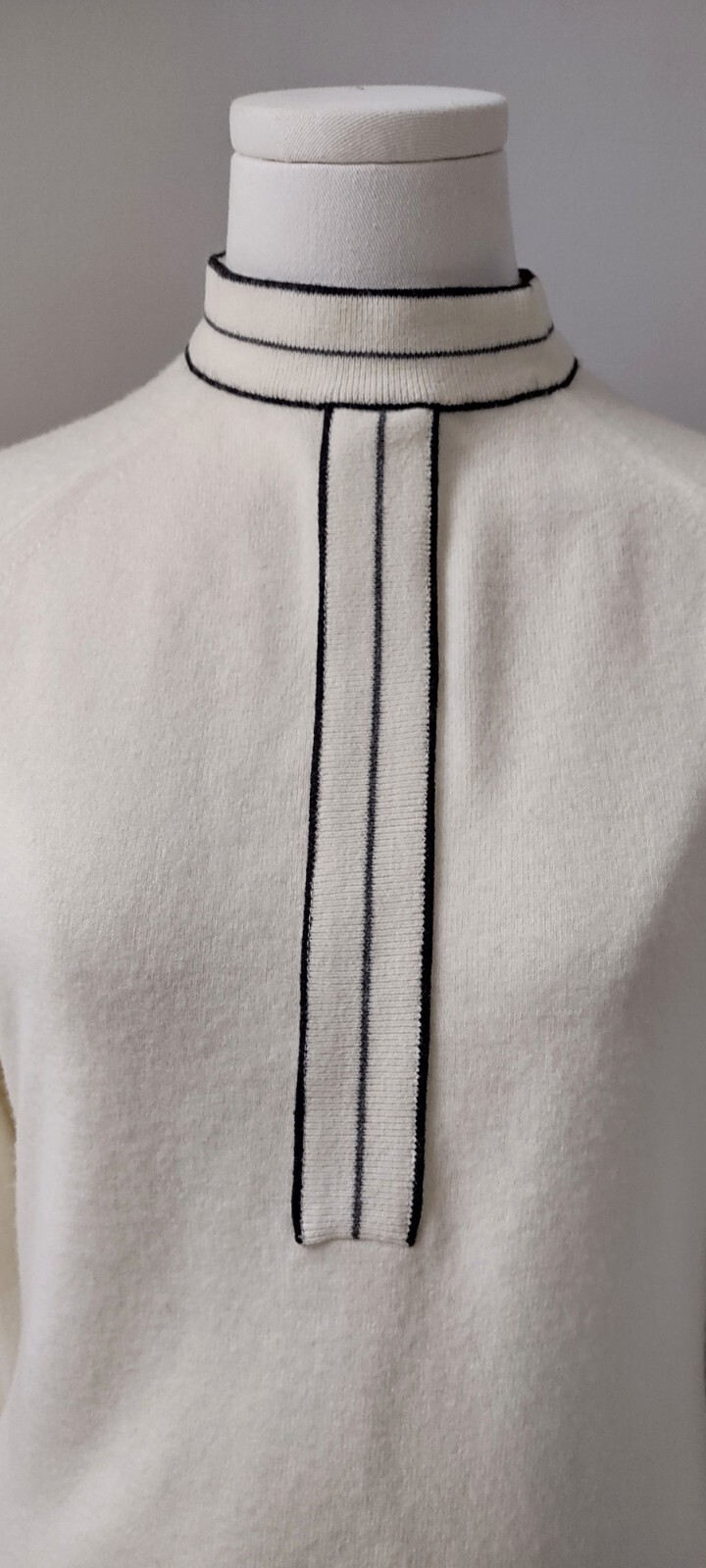 Talbot Taralan MOD Vintage 60’s Knit Cream Black Orlon Acrylic Skirt Top Set S/M