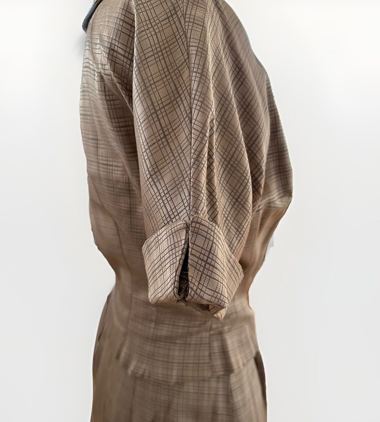 Vintage 1940s Satin 2-Piece Dress with Pencil Skirt and Peplum Top Women’s Suit