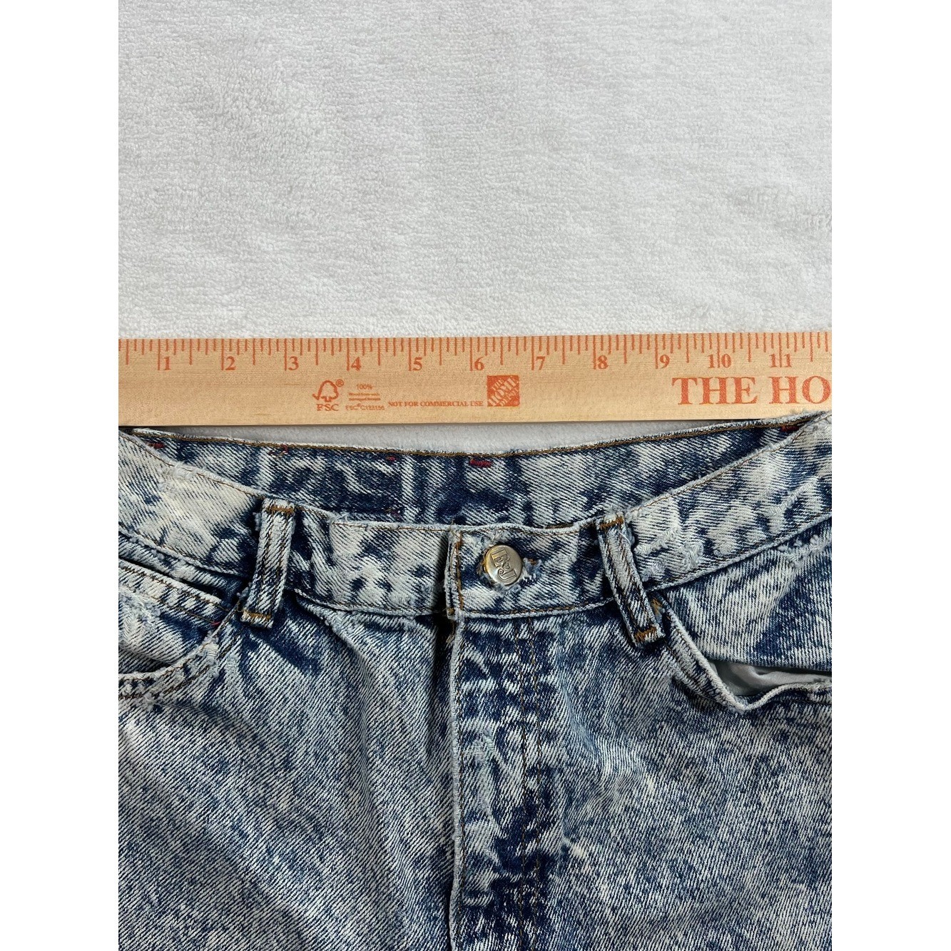 Vintage Gitano Acid Wash High Waisted Jeans Blue Denim Bow Ankle Zip 80s 14 Slim
