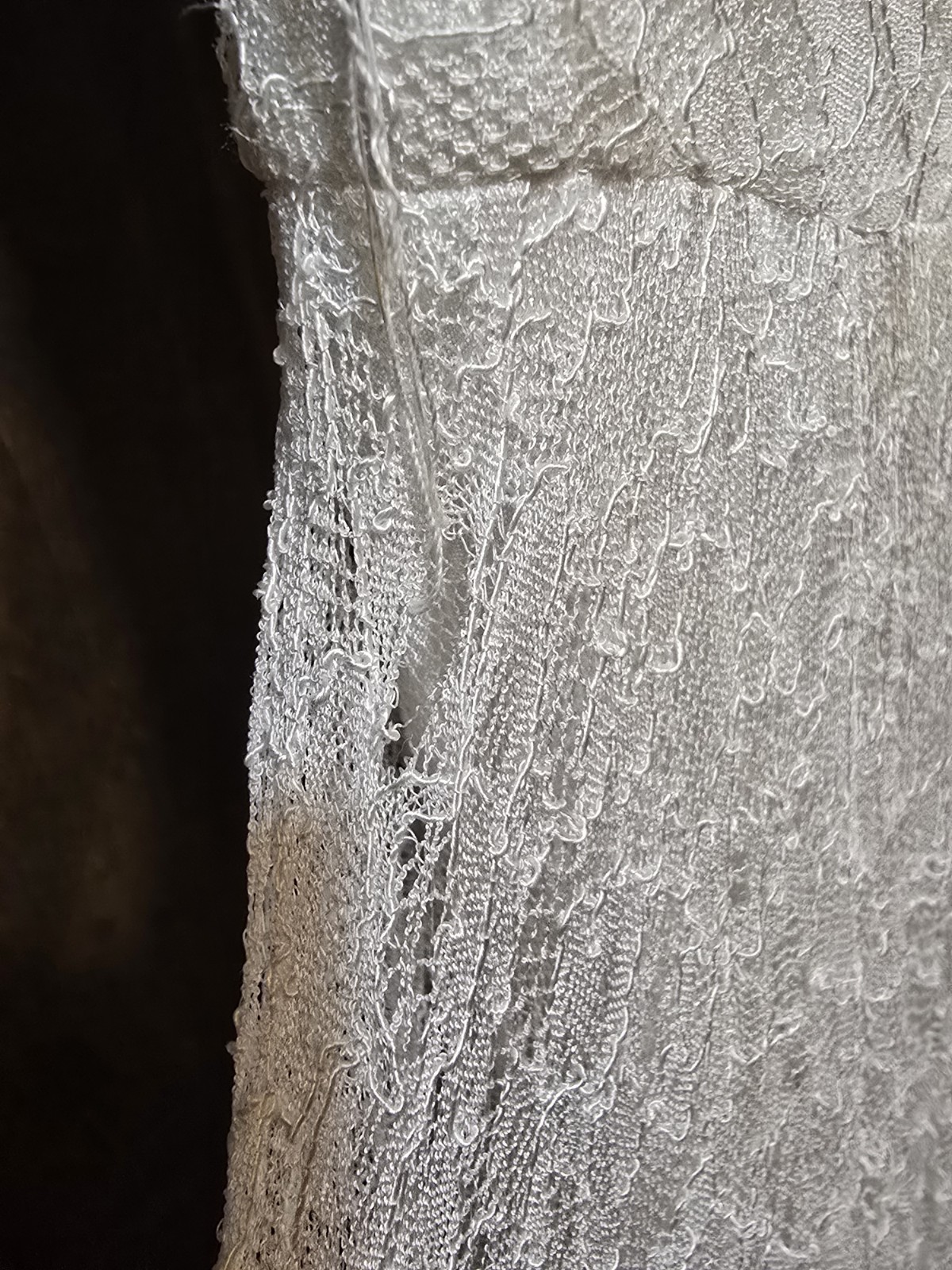 Vintage Paris Lace Button Up High Collar Off White Dress For Repair Pos 1940s