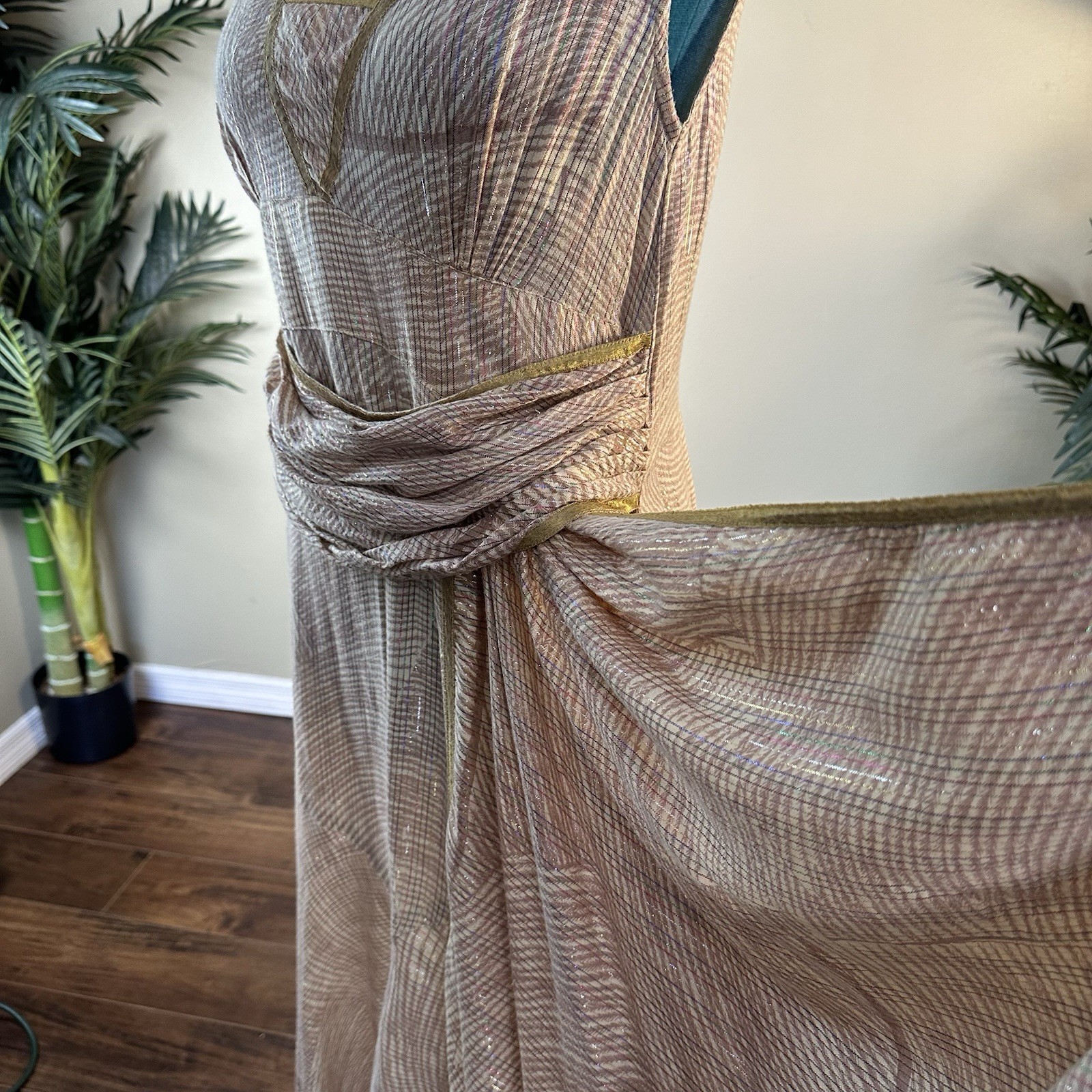 AS•HRO Ashro Dress Maxi Women L Gold multi color Metalic accents