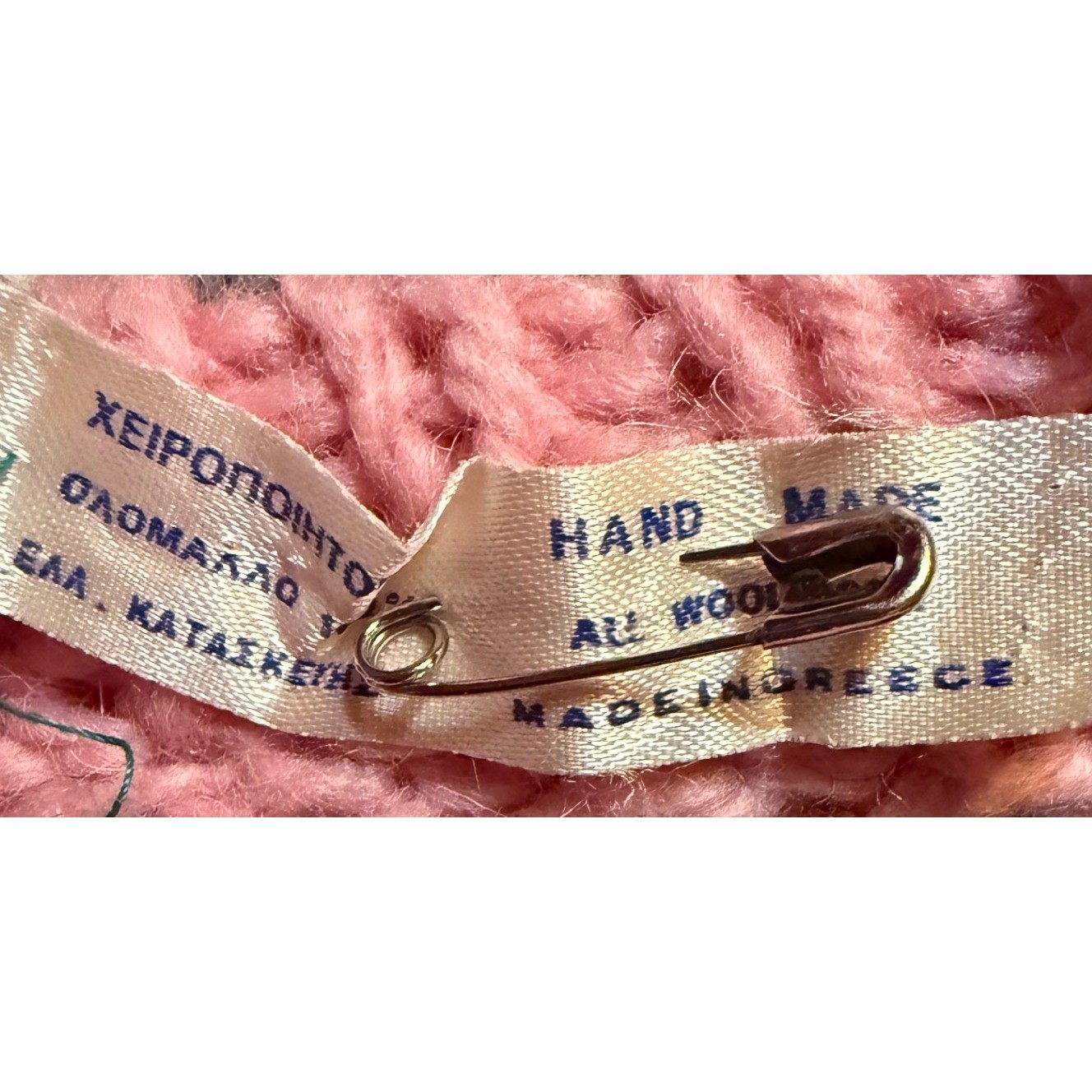 Handmade Greece Women NA Pink Wool Fair Isle Sweater Knit Geometric Scandinavian