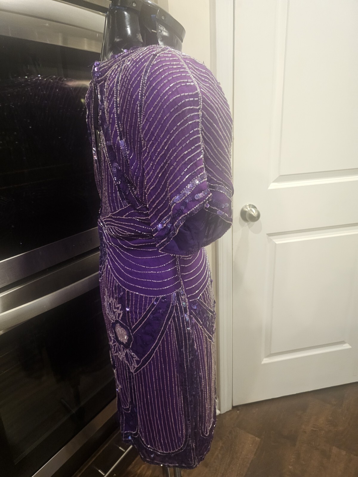 Vintage Carina Purple Beaded Sequin Backless Cocktail Dess Small…