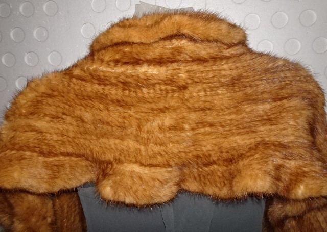 Genuine Knit Mink Fur Stole W/ Ruffles Shrug Shawl Wrap Hook Closure 68×15 S/O