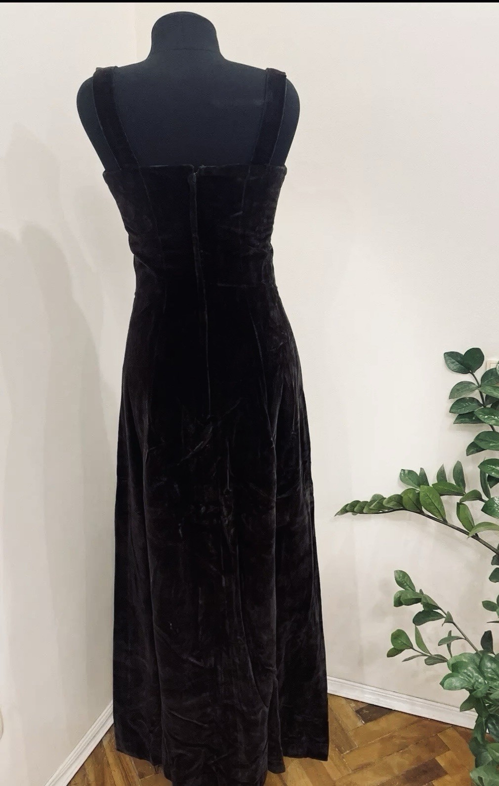 John Charles of London Vintage Velvet Dress Long Brown Evening Gown