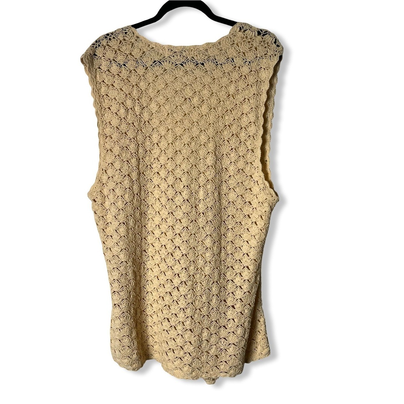 Worthington Woman Vintage Butter Cream Crochet Button-Front Vest Long Line Sz. M