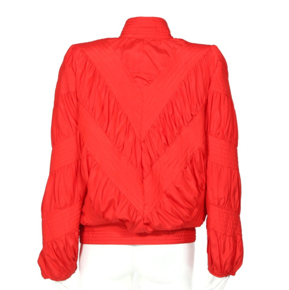 MARGUERITE RUBEL 1980s Red Rusched Lightweight Windbreaker Zip Jacket sz XS /052
