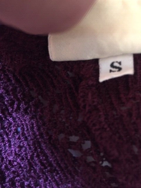 Lace from wool dress, Sisley, size s, colour burgundy, vintage
