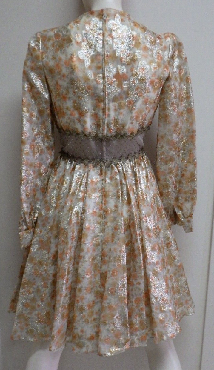 Vtg 60s Kiki Hart Gold Lame Rhinestone Prom Cocktail Party Dress Union Made Sz 6