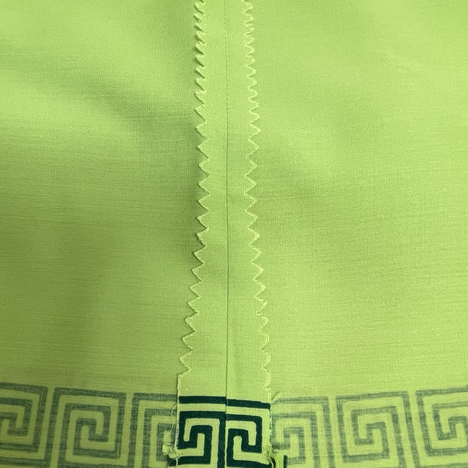 Vintage Alfred Shaheen Master Printer Lime Green Greek Key Shift Dress S