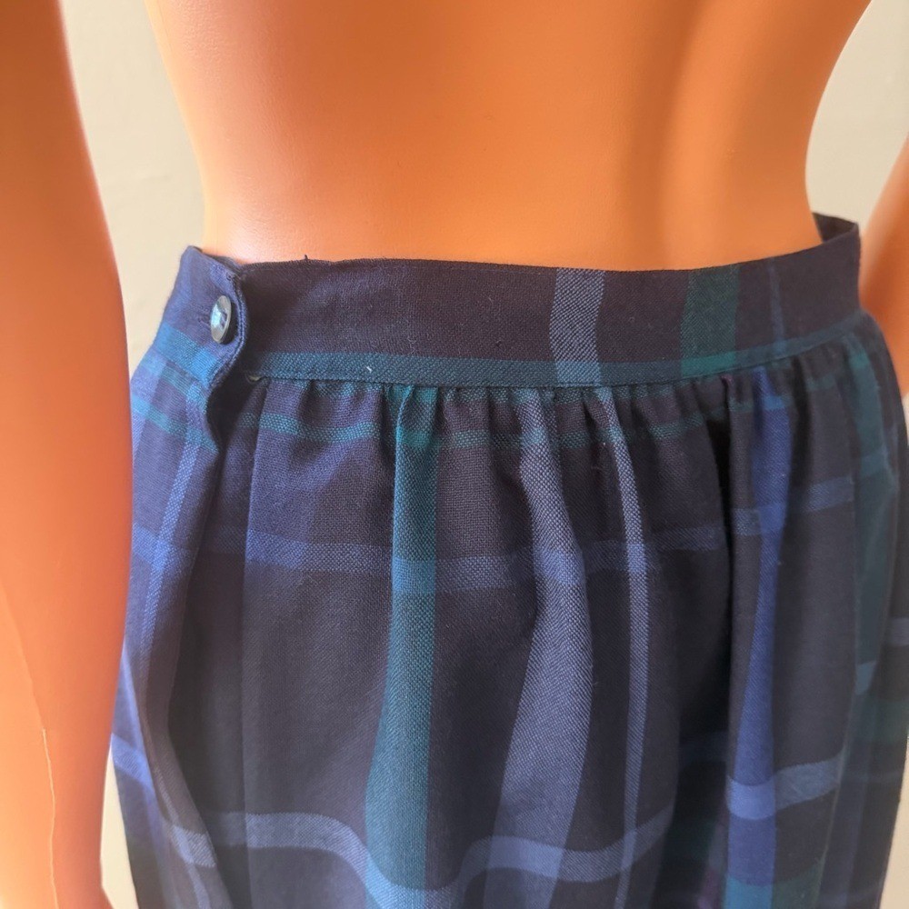 Vintage Lombardi of Hartford Plaid Pencil Skirt Pockets Wiggle Blue Academia L