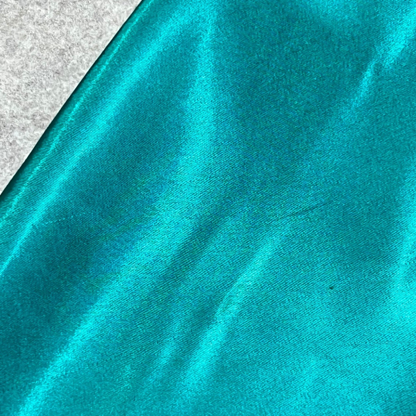 Vintage California Miss Teal Green Satin Chemise Nightgown Lace Trim Medium GUC