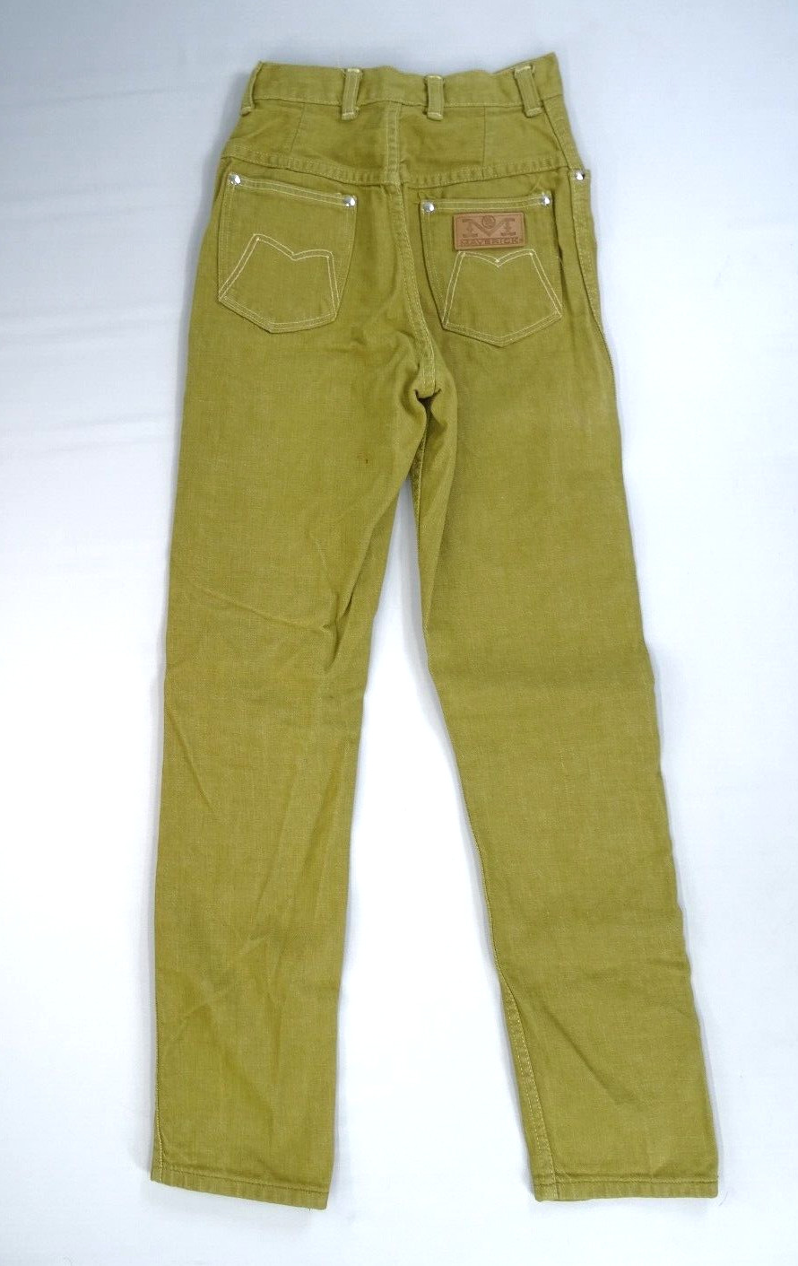 Maverick Jeans Womens 7/8 Slim Mustard Yellow Vintage 70s High Waist USA Retro