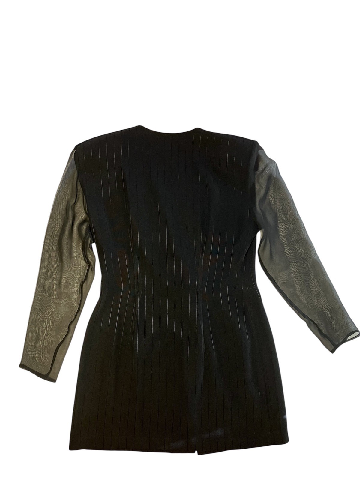 Vintage 80s Just Maggie Sheer Sleeve Black Pinstripe Power Blazer Jacket 7/8