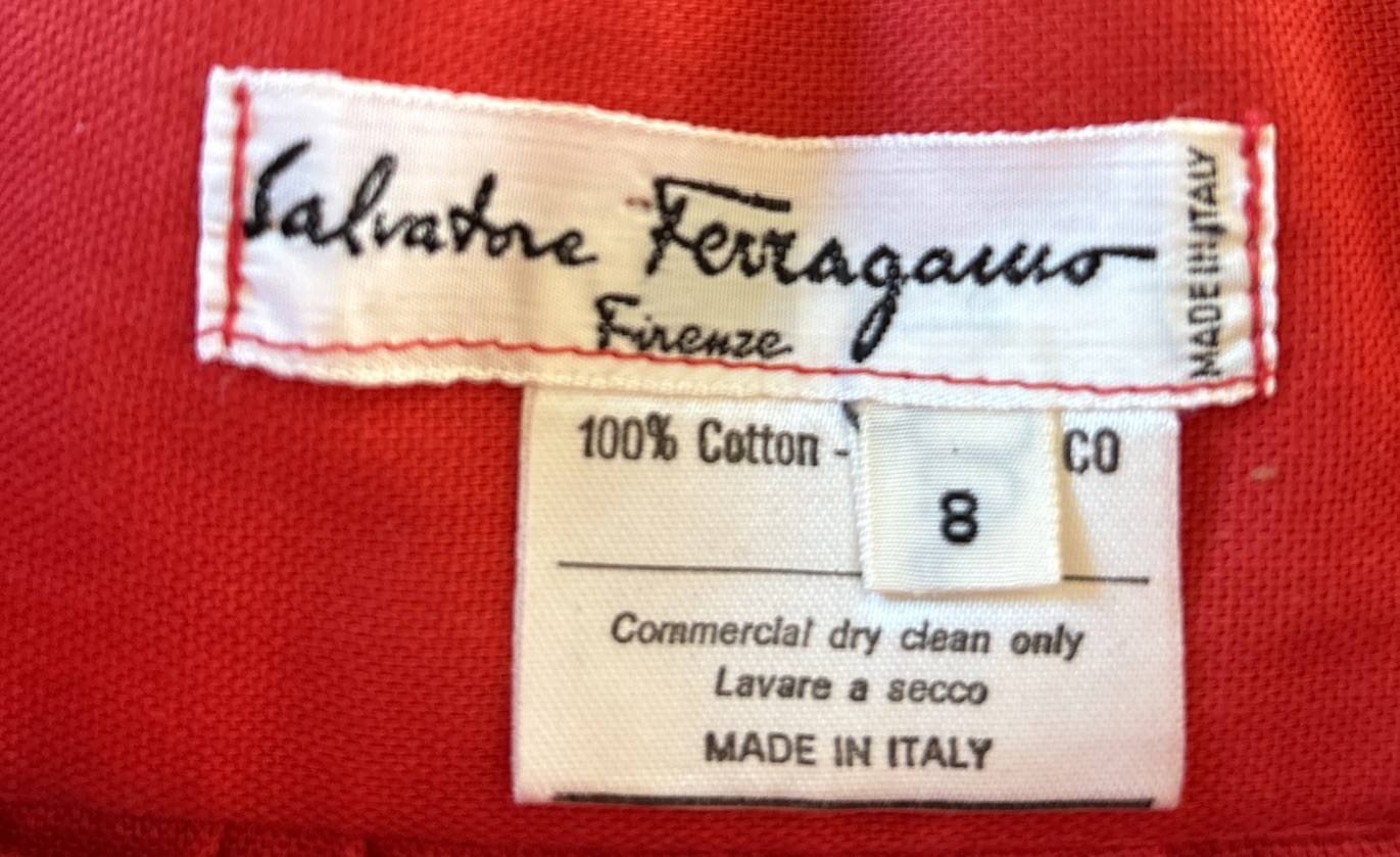 Vintage Salvatore Ferragamo Red Pleated Cotton Skirt Size 8