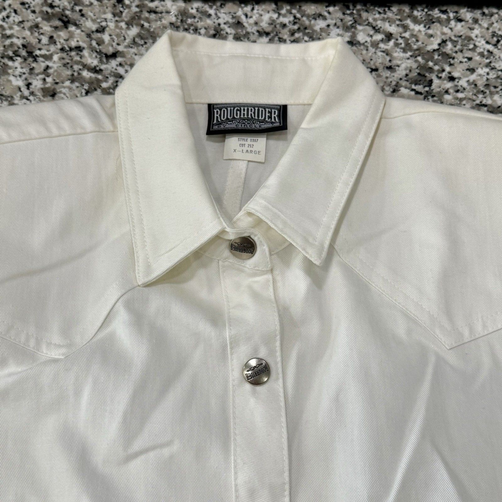 Vtg Roughrider Western Blouse SS Tapered Metal Button Sz XXL