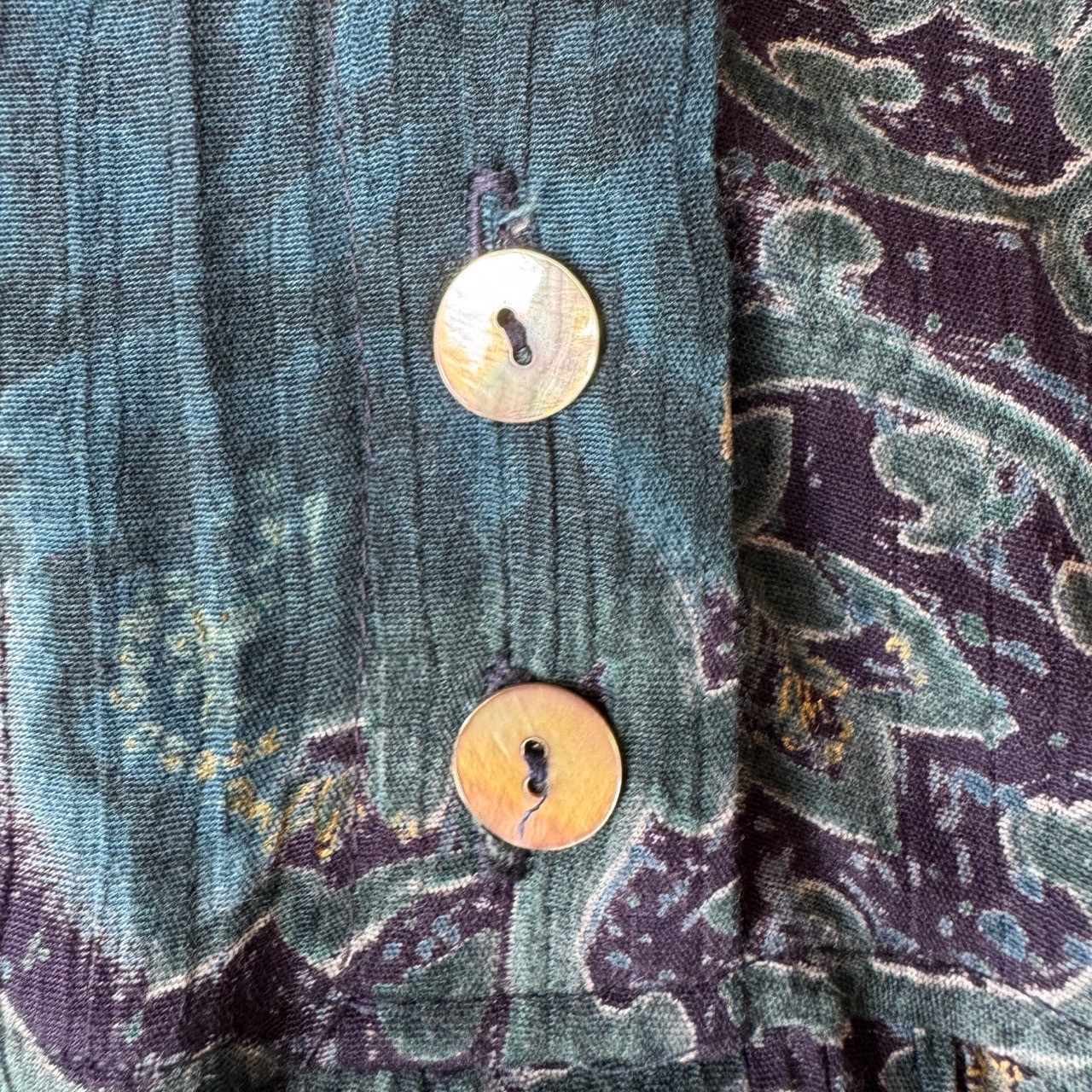 Vintage 90s Rabbit Designs Babydoll Dress Womens 6 Petite Paisley Button Front