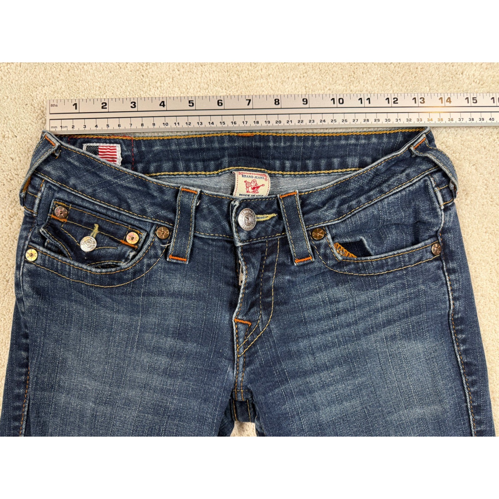 VINTAGE Y2K TRUE RELIGION JOEY Twisted Seam Distressed Jeans Women’s Sz 27 #1570