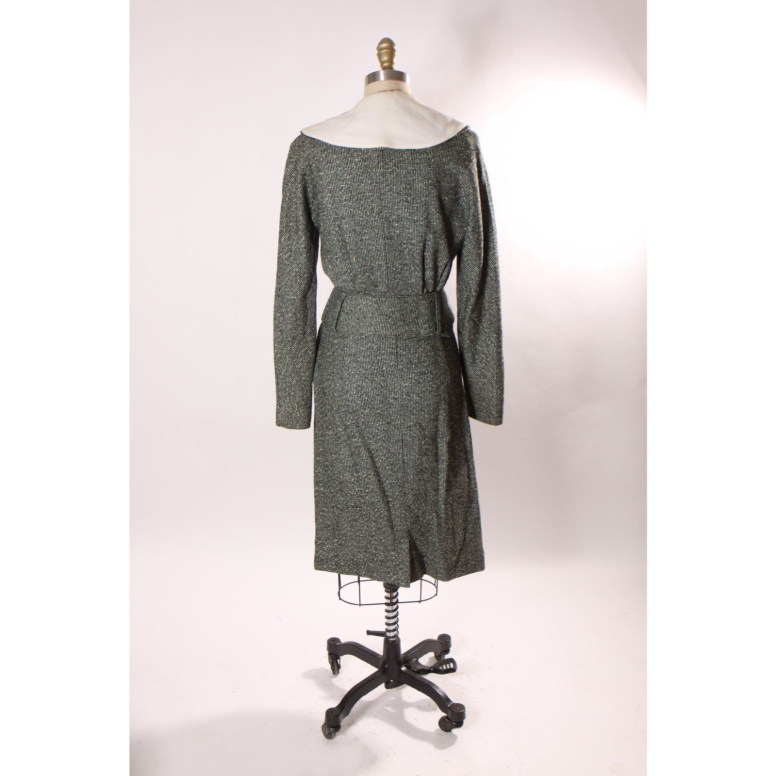 1940s Gray Green White Jacket with Matching Skirt Two Piece Suit by Winston