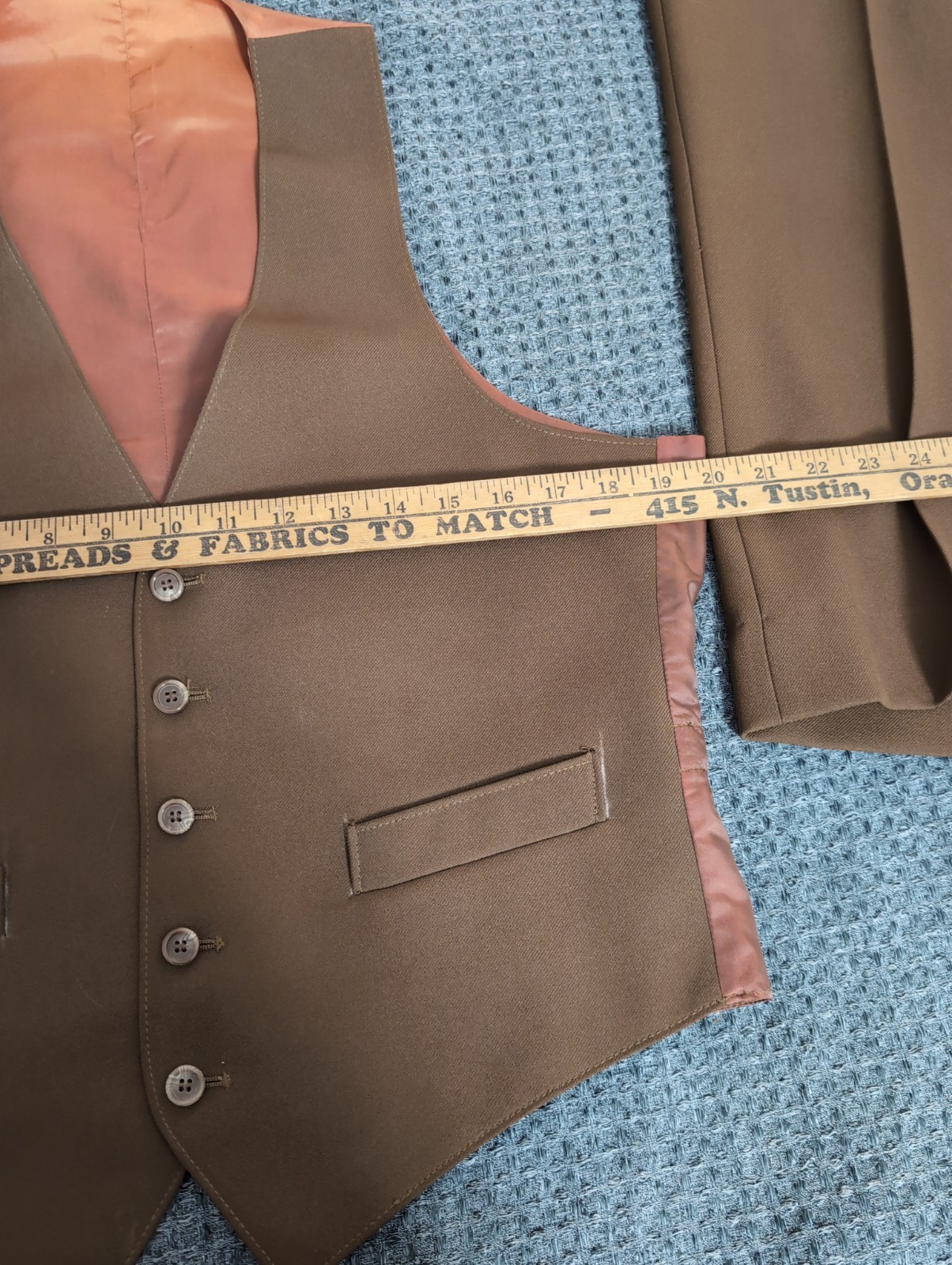 Vintage 1960’s Roberts Southern California 3-piece Suit Brown 40R /Pants 32×25.5